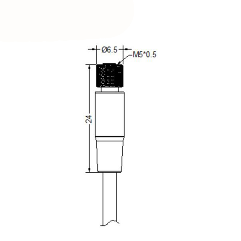 M5 4pins A code female straight cable,unshielded,PVC,-10°C~+80°C,26AWG 0.14mm²,brass with nickel plated screw